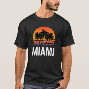 Miami Retro Sunset Palm Tree Graphic T-Shirt