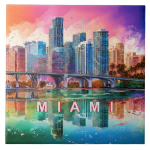 Miami Skyline Art Tile