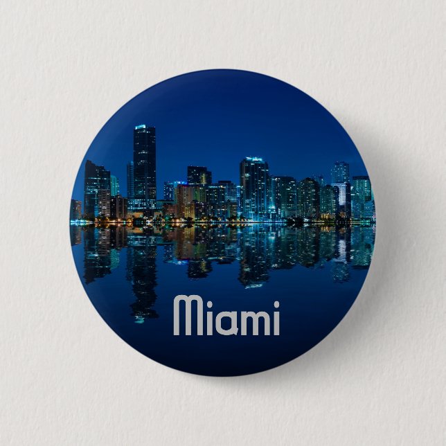 Miami Skyline at Dusk 6 Cm Round Badge (Front)
