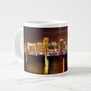 Miami skyline at night, Florida Large Coffee Mug