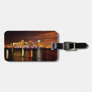 Miami skyline at night, Florida Luggage Tag