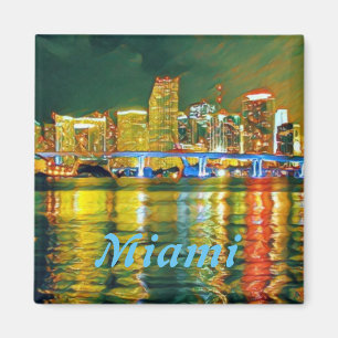 Miami skyline at night magnet