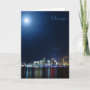 Miami skyline at night panorama - Greeting Card
