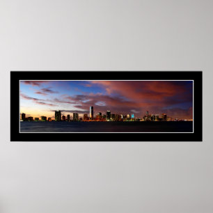 Miami skyline at twilight panorama - Poster