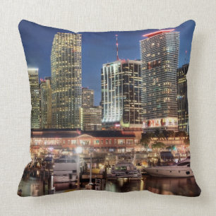 Miami skyline city in Florida Cushion