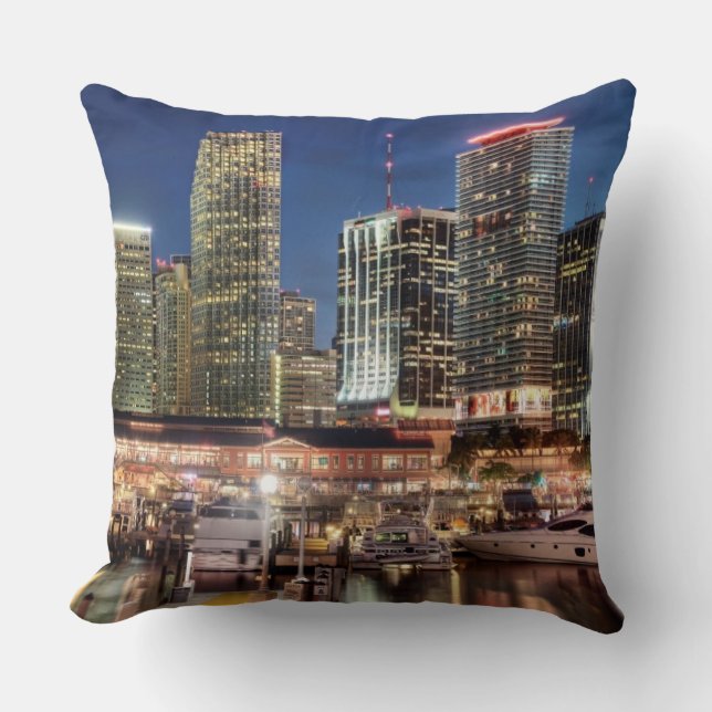 Miami skyline city in Florida Cushion (Front)