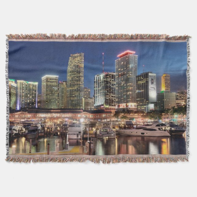 Miami skyline city in Florida Throw Blanket (Front)