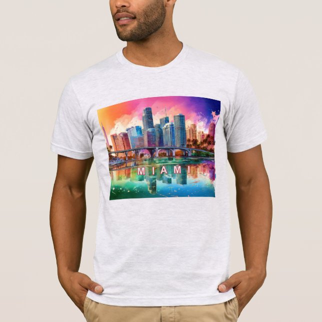 Miami Skyline Graffiti Art  T-Shirt (Front)