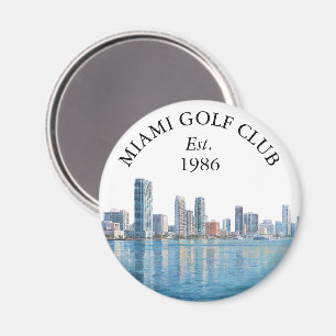 Miami Skyline Personalised Golf Club Name Magnet