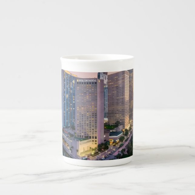 Miami Skyline Sunset with InterContinental Hotel  Bone China Mug (Front)