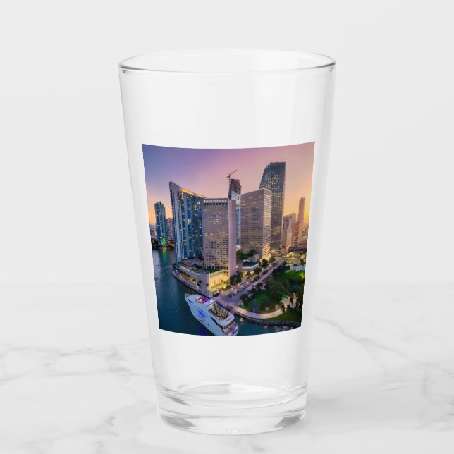Miami Skyline Sunset with InterContinental Hotel  Glass (Front)