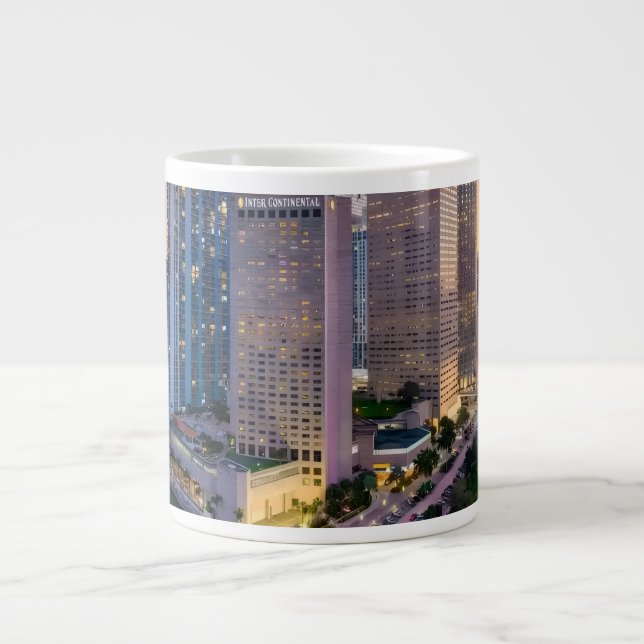 Miami Skyline Sunset with InterContinental Hotel  Large Coffee Mug (Front)