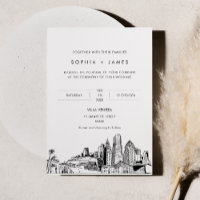 Miami Skyline Wedding Invitation with Photo