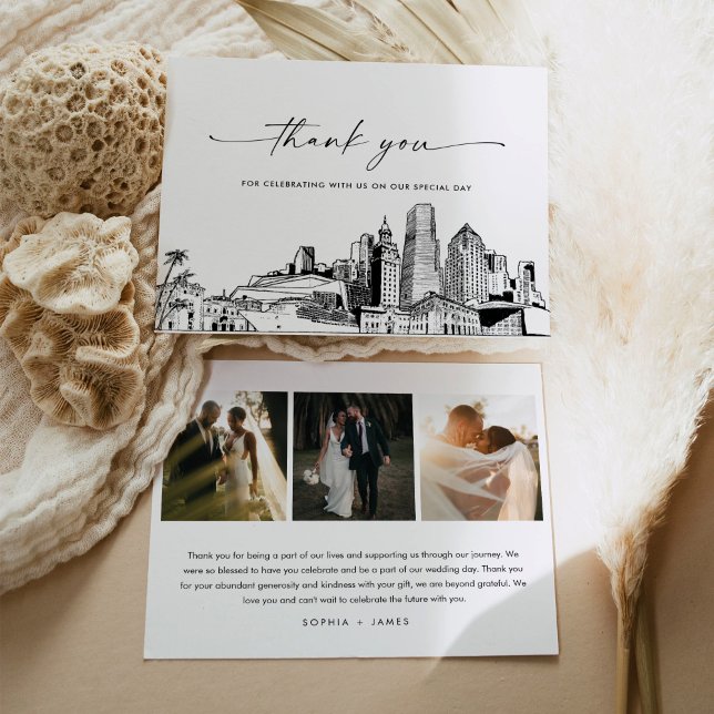 Miami Skyline Wedding Photo Thank You Card (Creator Uploaded)