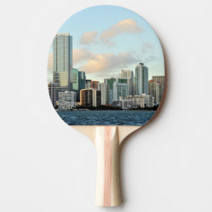 Miami skyscrapers against wide clear sky ping pong paddle