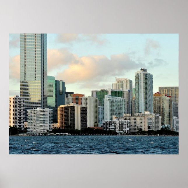 Miami skyscrapers against wide clear sky poster (Front)