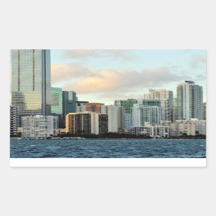 Miami skyscrapers against wide clear sky rectangular sticker