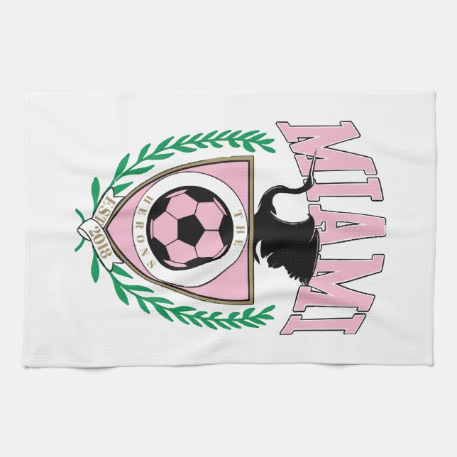 Miami Soccer Varsity Style  Tea Towel (Horizontal)