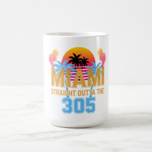 Miami Straight Outta The 305 Vintage Sunset Neon Coffee Mug
