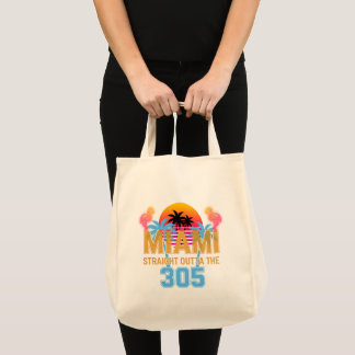 Miami Straight Outta The 305 Vintage Sunset Neon  Tote Bag
