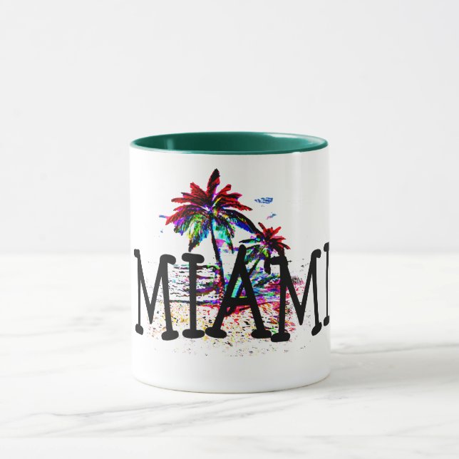 miami summer beach fun palm tree travel coffee mug (Center)