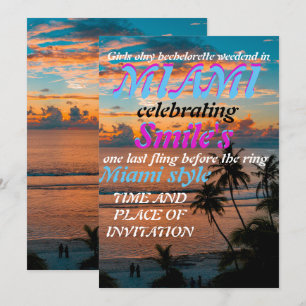 Miami Summer Girls Weekend Bachelorette Party Invi Invitation