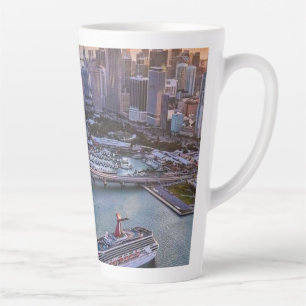 Miami Sunset Cruise Ship & Coastal Skyline Citysca Latte Mug