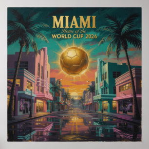 Miami Sunset World Cup 2026 Soccer Poster — Art De