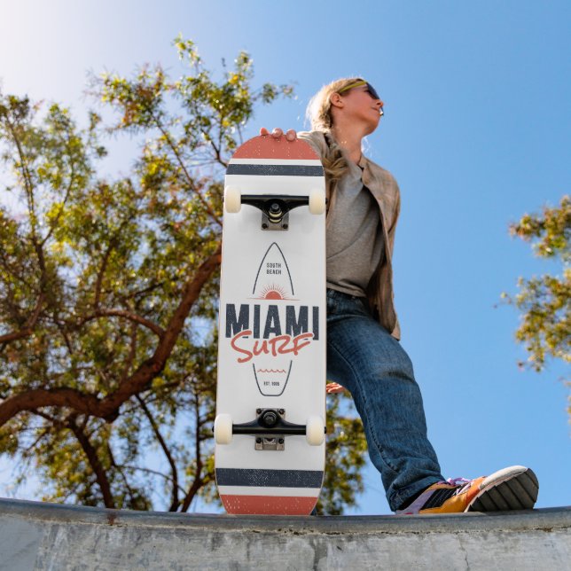 Miami Surf – Vintage Beach Sunset Surfboard Design Skateboard (Outdoor 1)