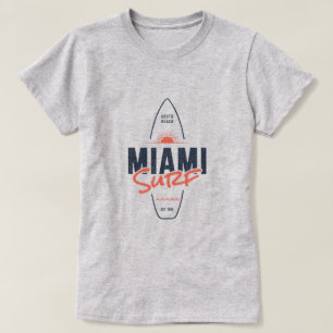 Miami Surf – Vintage Beach Sunset Surfboard Design T-Shirt