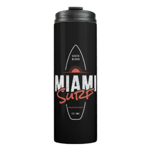 Miami Surf – Vintage Beach Sunset Surfboard Design Thermal Tumbler