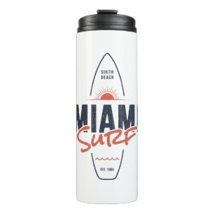 Miami Surf – Vintage Beach Sunset Surfboard Design Thermal Tumbler