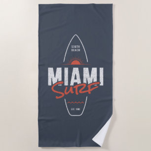 Miami Surf – Vintage Beach Sunset Surfboard Design Towel