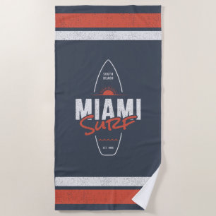 Miami Surf – Vintage Beach Sunset Surfboard Design Towel