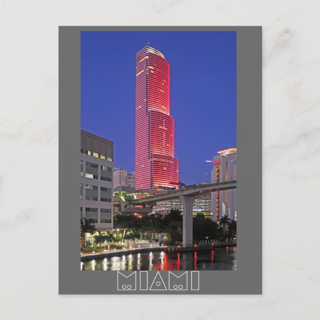 Miami Tower dressed up in the colour Red Postcard (Front)