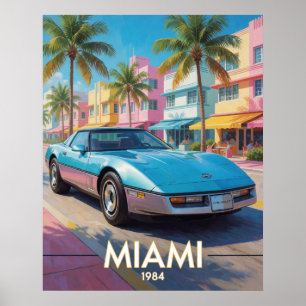 Miami Tropical Street Drive 1984 Florida Poster