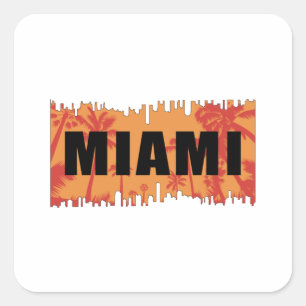 Miami USA City Cityscape Skyline Funny Gift Idea Square Sticker