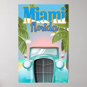 Miami USA vintage travel poster