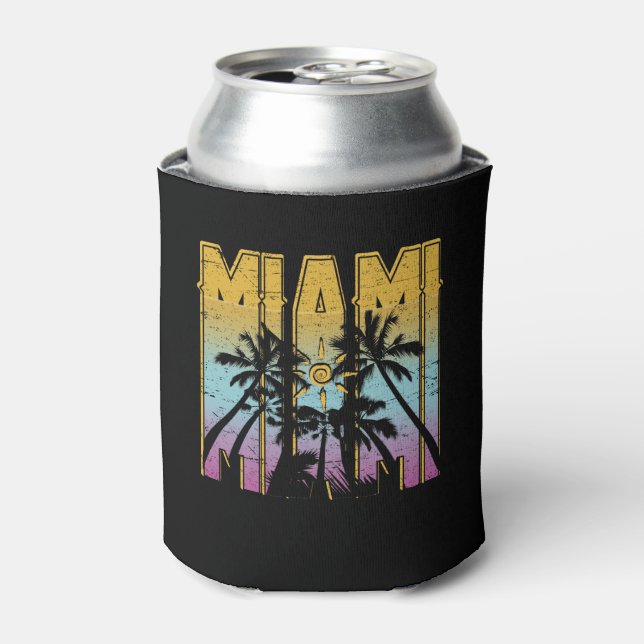 Miami Vacation Souvenir - Retro Beach Apparel Can Cooler (Can Front)