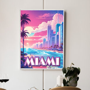 Miami Vaporwave Travel  Poster