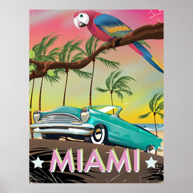 Miami vintage retro Travel print (Front)
