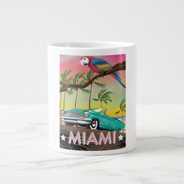 Miami vintage retro Travel print Large Coffee Mug (Front)