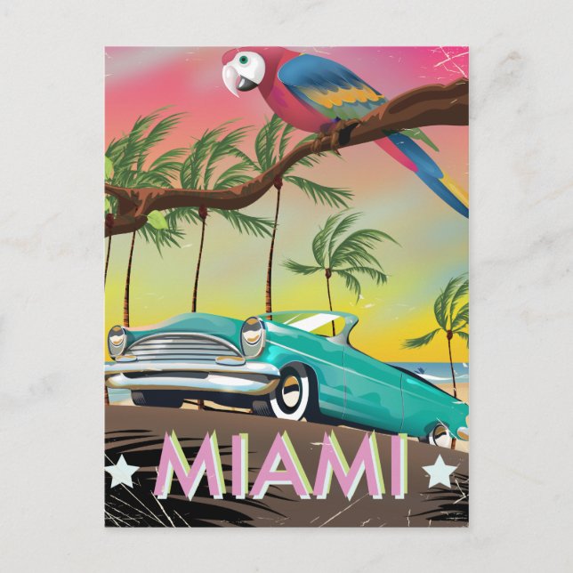 Miami vintage retro Travel print Postcard (Front)