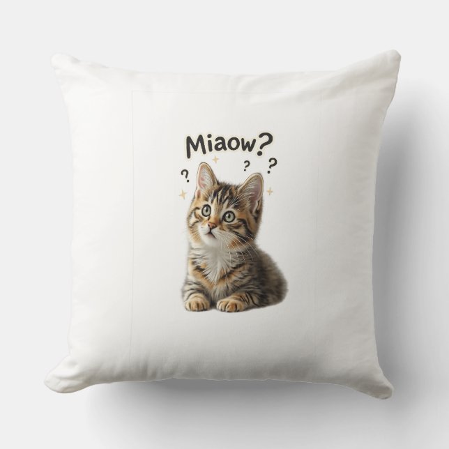 Miaow? | Funny Cat Pillow for Cat Lovers (Front)