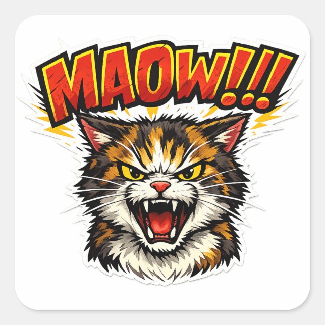 Miaow!! | Funny Cat Sticker for Cat Lovers (Front)
