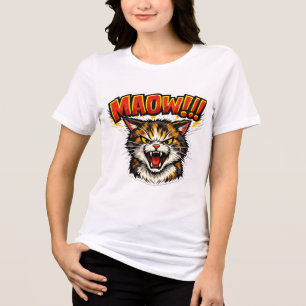 Miaow!!   Funny Cat T-Shirt for Cat Lovers Tri-Blend Shirt