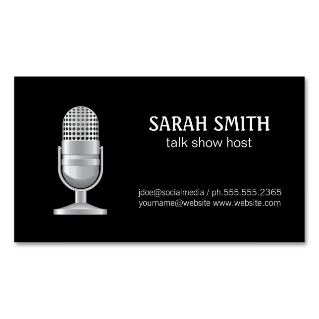 Mic | Blogger | Podcast Host Magnetic Business Card (Front)