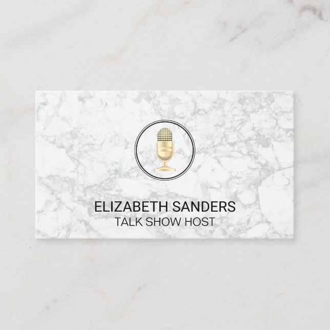 Mic | Blogger | Podcast Host | Marble Business Card (Front)