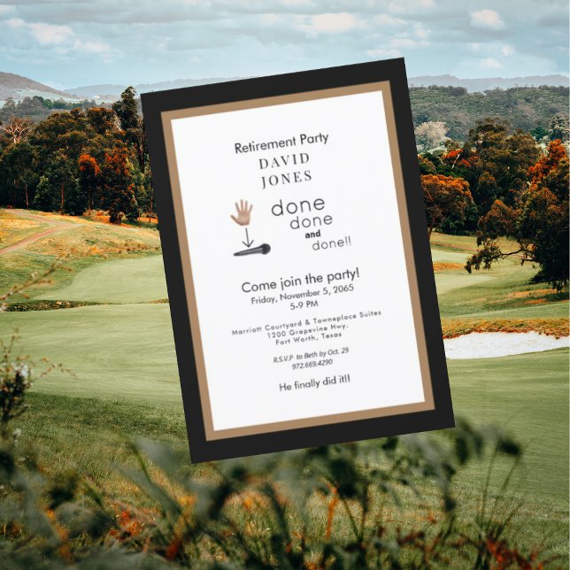 Mic Drop Black & Gold Retirement Party Invite (Creator Uploaded)