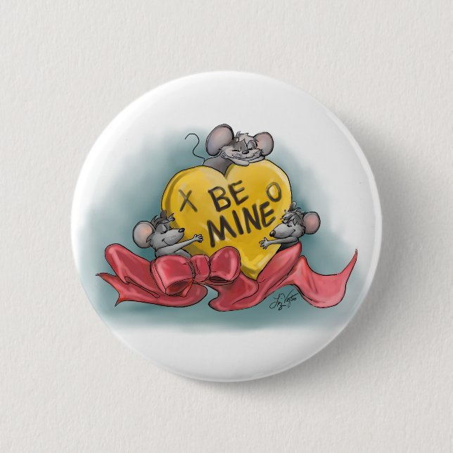 Mic, Mac and Moe’s Happy Valentine’s Day 6 Cm Round Badge (Front)